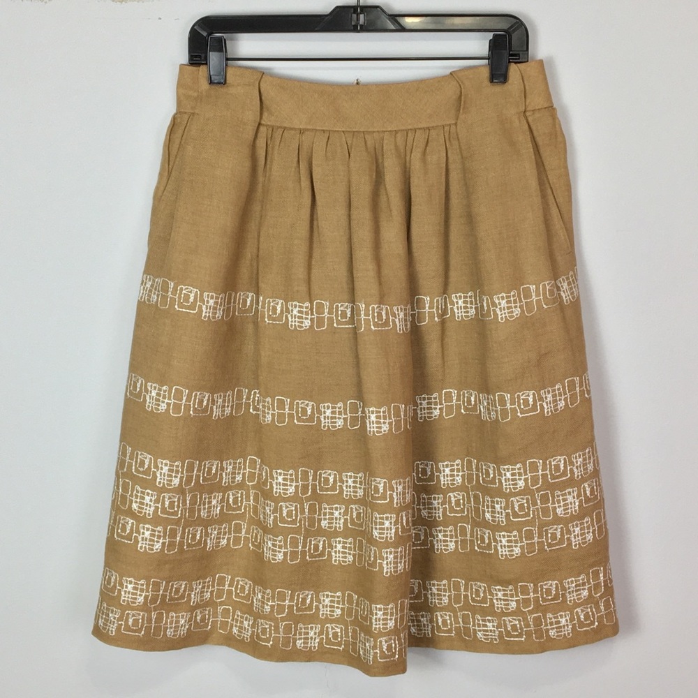 Vintage Y2K LIDA BADAY Linen Skirt with embroidery